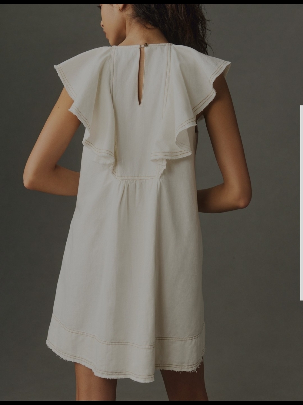 Pilcro Women’s Cream Ruffle Back Dress Size S